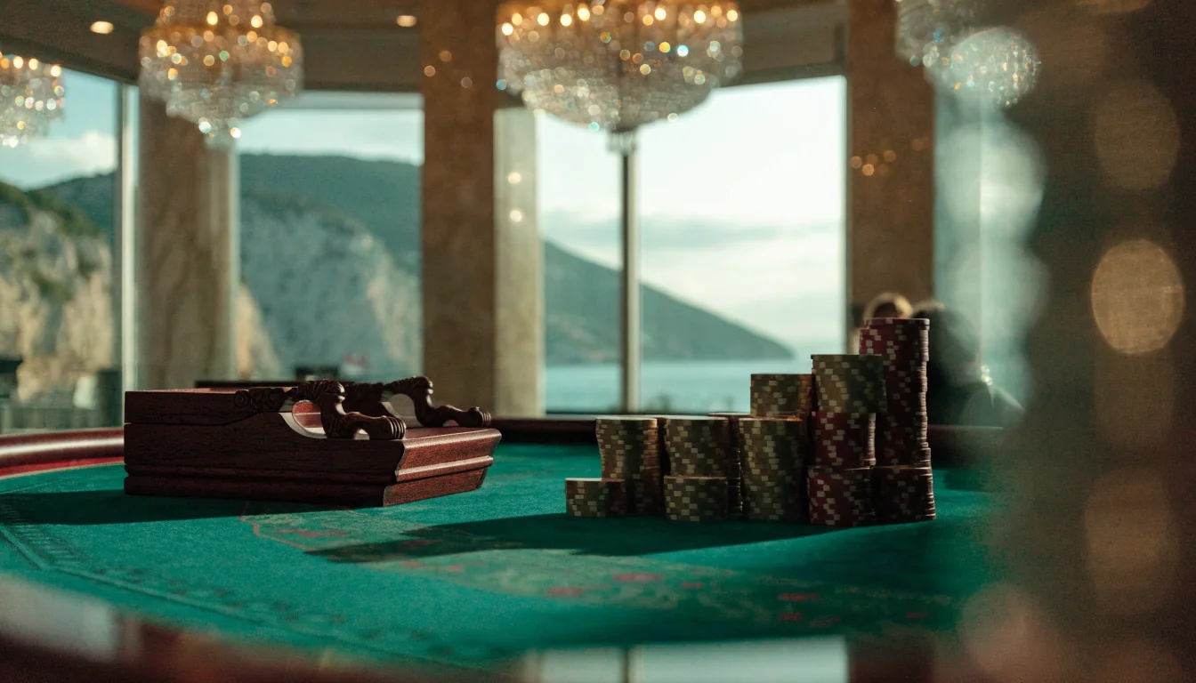 Elegantni stol za baccarat u luksuznom hrvatskom casinu