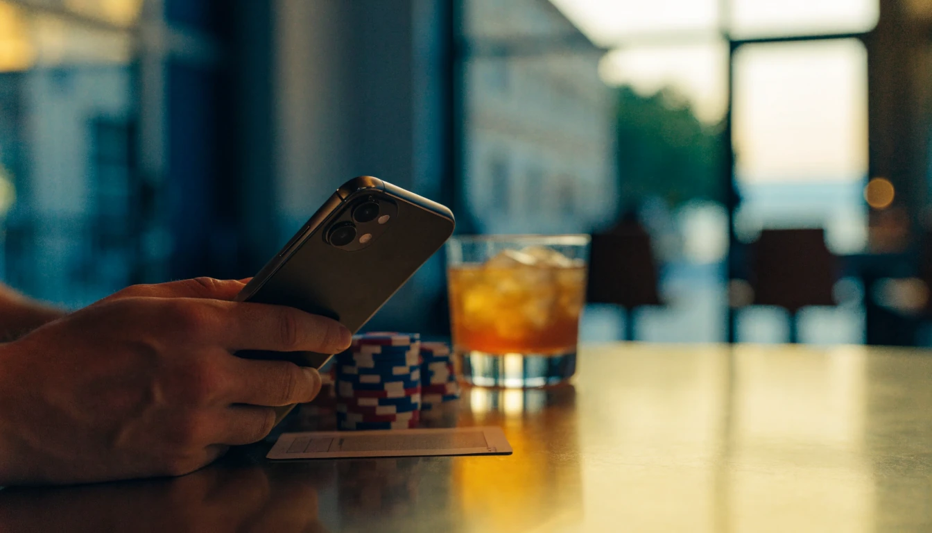 iPhone na stolu uz čipove i karticu u hrvatskom kafiću