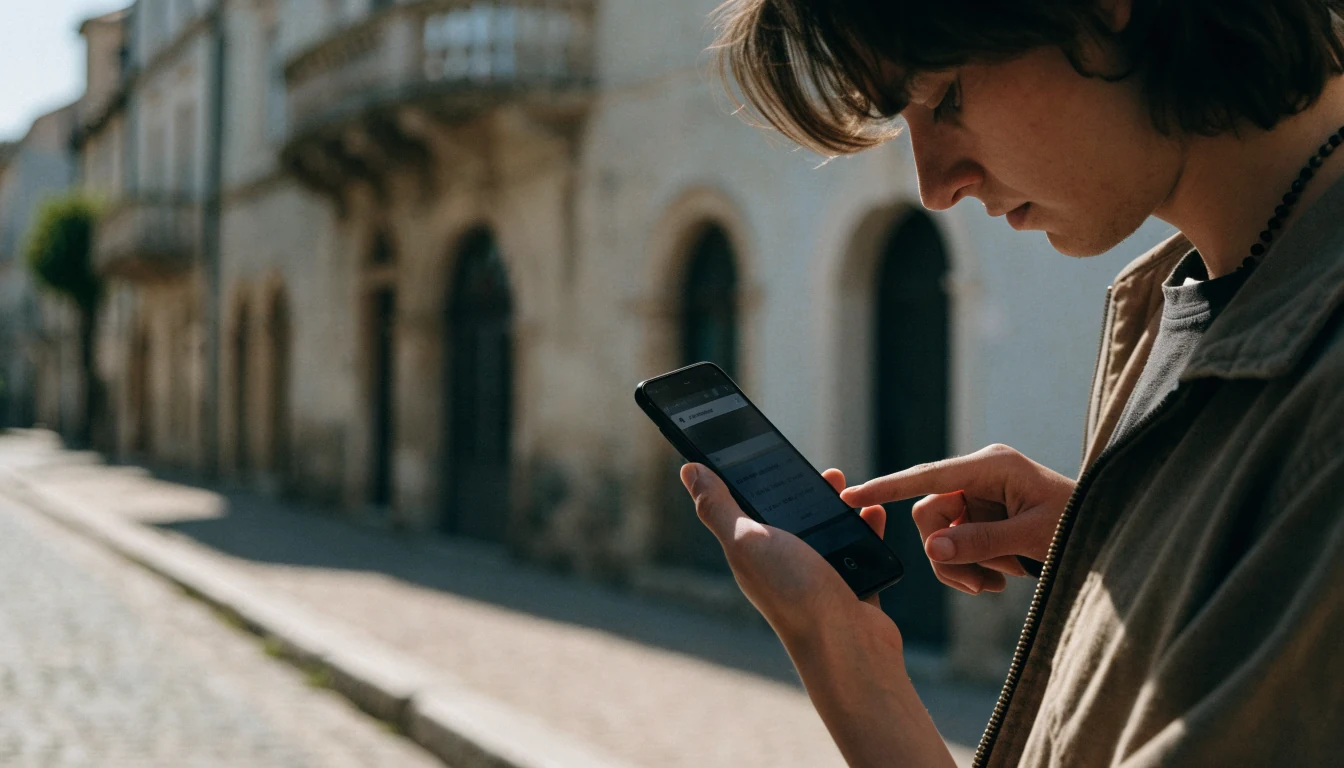 Mobitel okrenut na stolu uz ključeve i novčanik